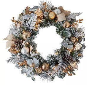 BEAUTIFUL GARLAND CHRISTMAS WREATH FRONT DOOR 32" 60 LED